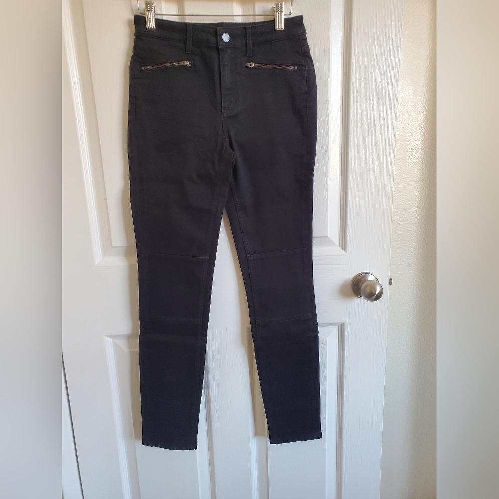 Boden Black Biker Skinny Pants with Zipper Pockets Womens Size 2